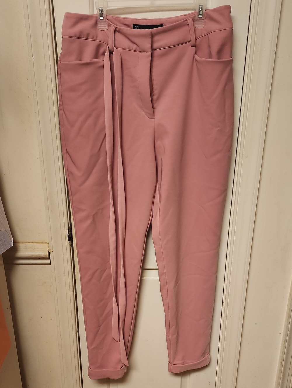 NY & Company Mid Rise Ankle Trouser  Mauve Pink W/ Tie-Waist
